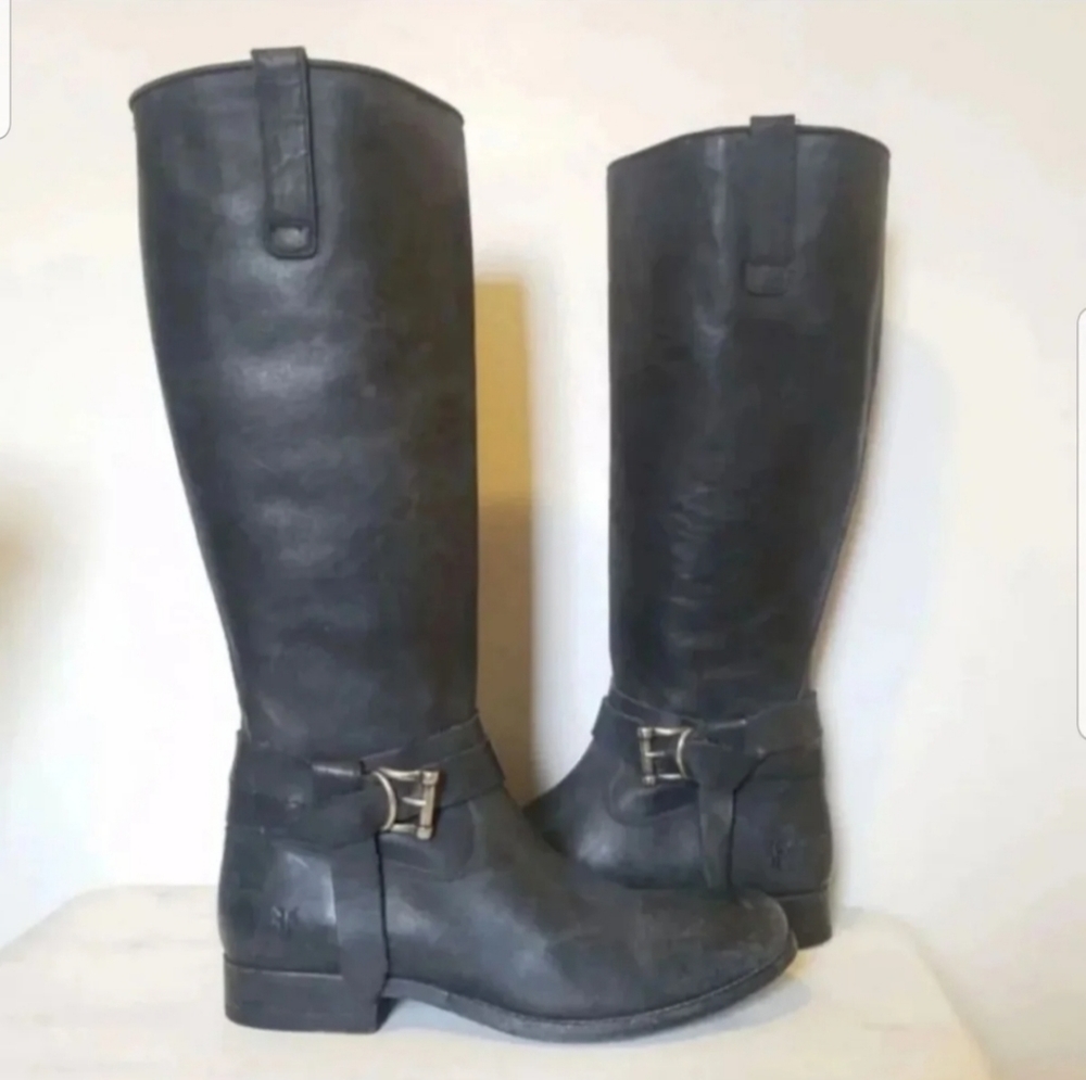 Frye 7.5 melissa knot tall black leather boots